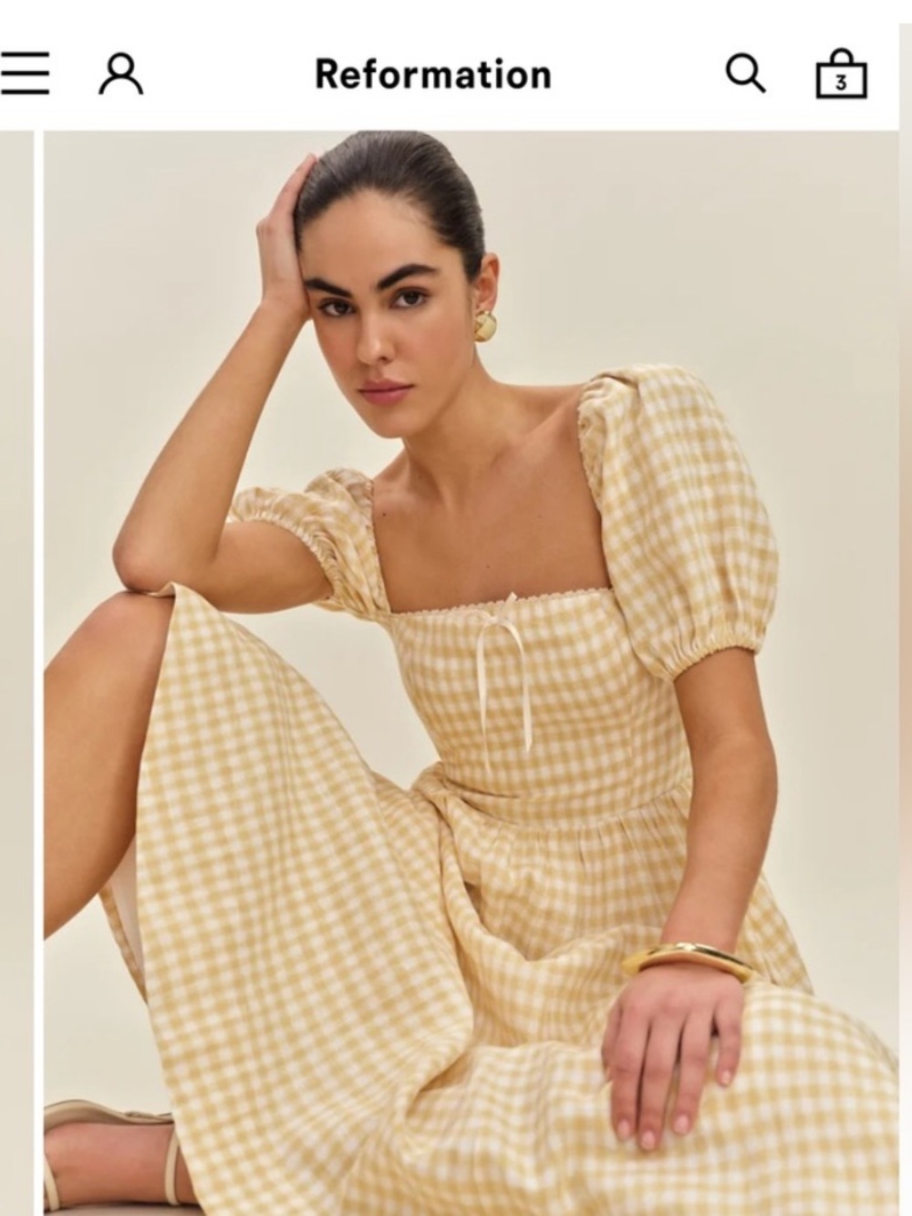 NWT • Reformation Marella Linen dress in Sunshine check - size 6